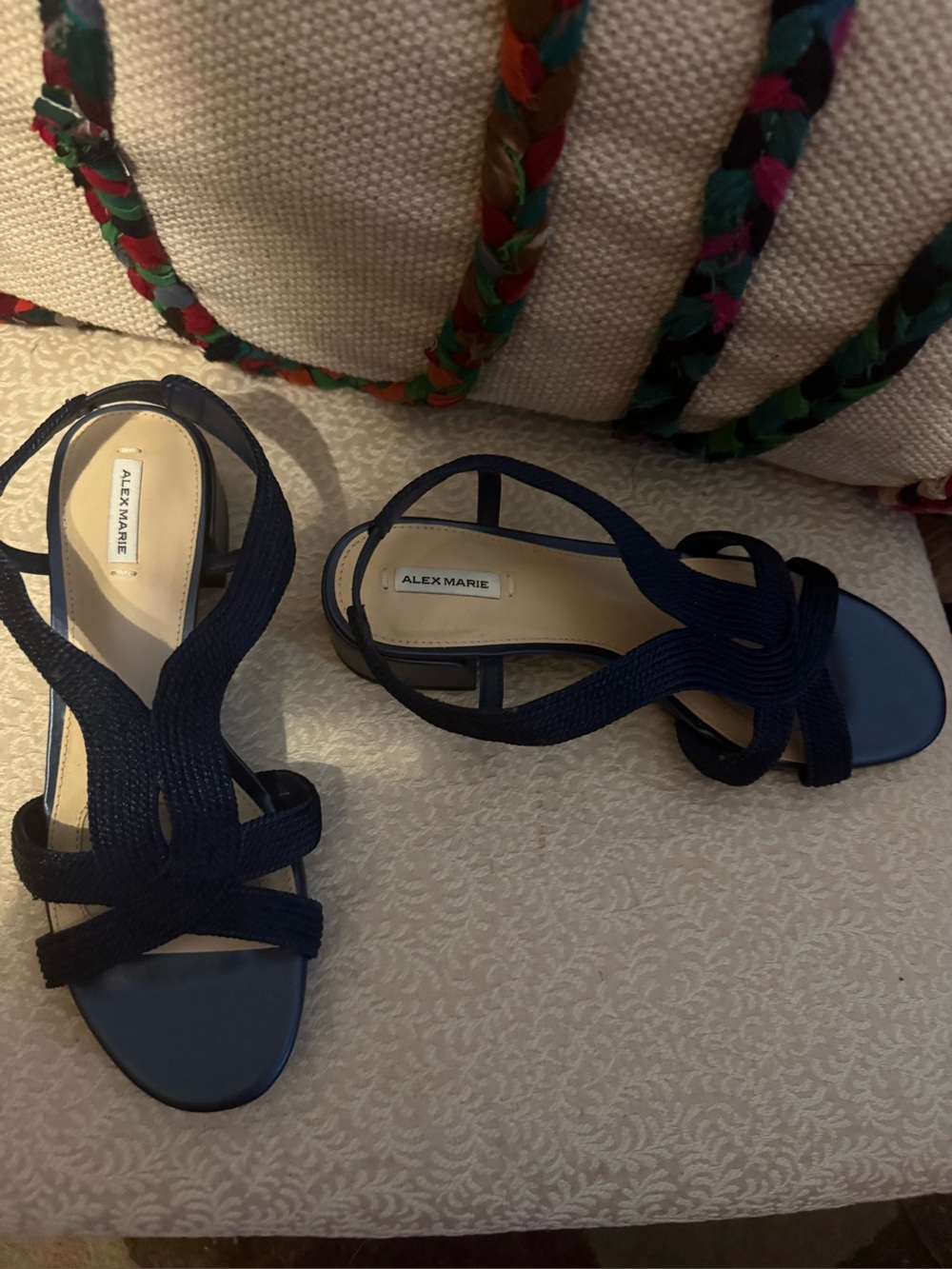 Alex Marie Navy Braided Strappy Heels